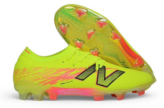 Chuteira Campo New Balance Furon V8 Elite FG - Hi-Lite Energy Red