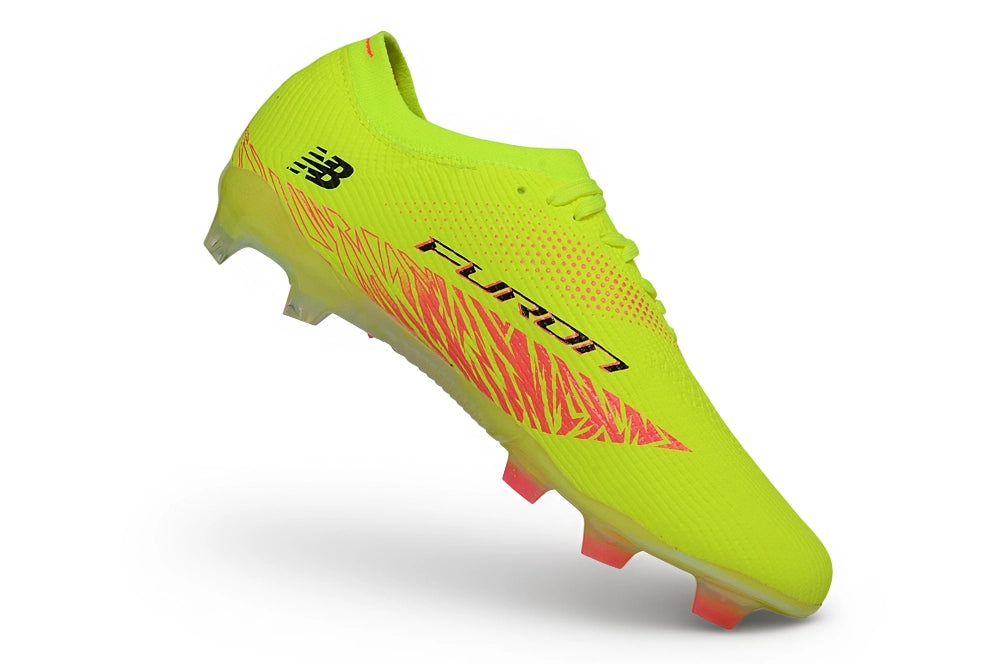 Chuteira Campo New Balance Furon V8 Elite FG - Hi-Lite Energy Red
