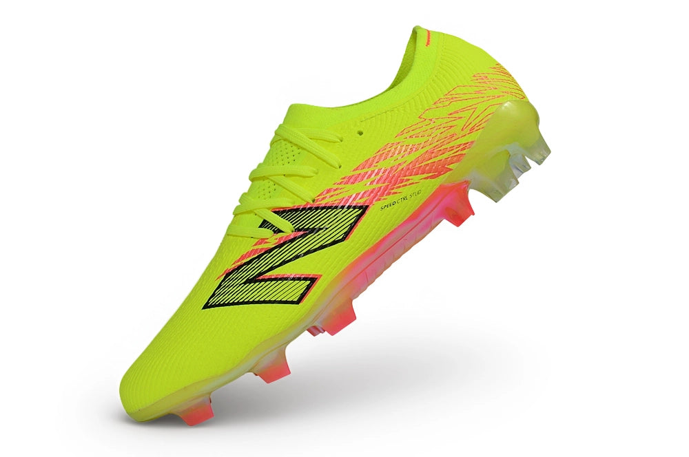 Chuteira Campo New Balance Furon V8 Elite FG - Hi-Lite Energy Red